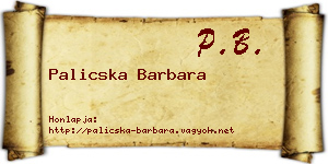 Palicska Barbara névjegykártya